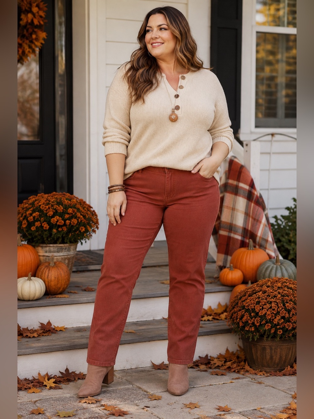 Coldwater Creek Rust Straight Leg Jeans Women’s 18 Stretch Colored Denim. Fall